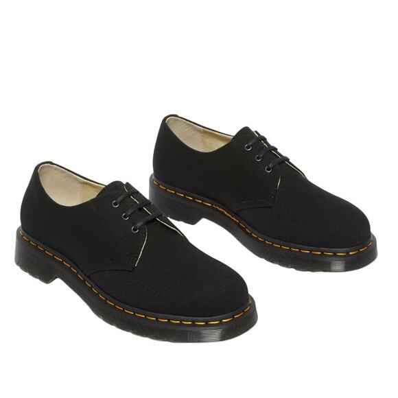 Dr. Martens 1461 Canvas Shoes Lug Sole Round Toe Black Unisex US M4/W5 UK 3 NEW - Picture 3 of 10